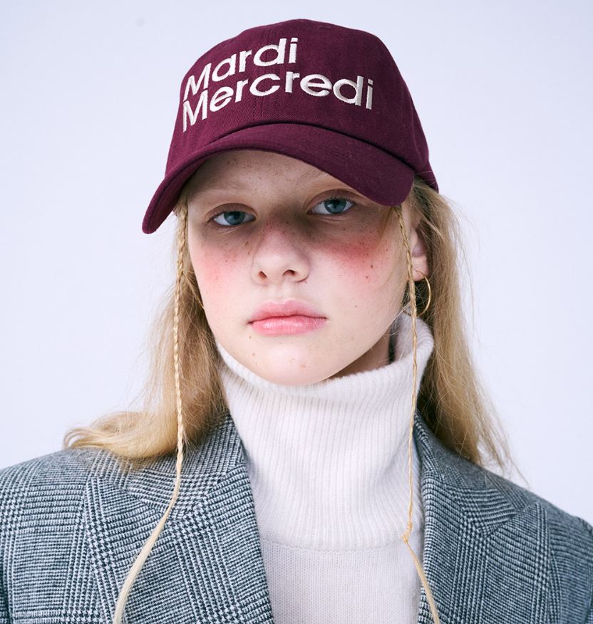 韓國潮牌MARDI MERCREDI Cap帽 (BURGUNDY WHITE)